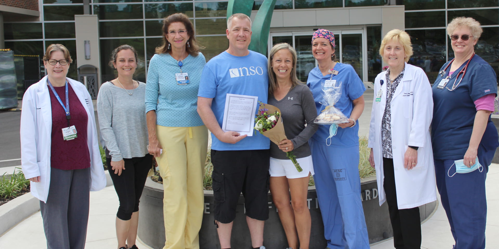 Matthew Ferro with wife and care team| Doylestown Health