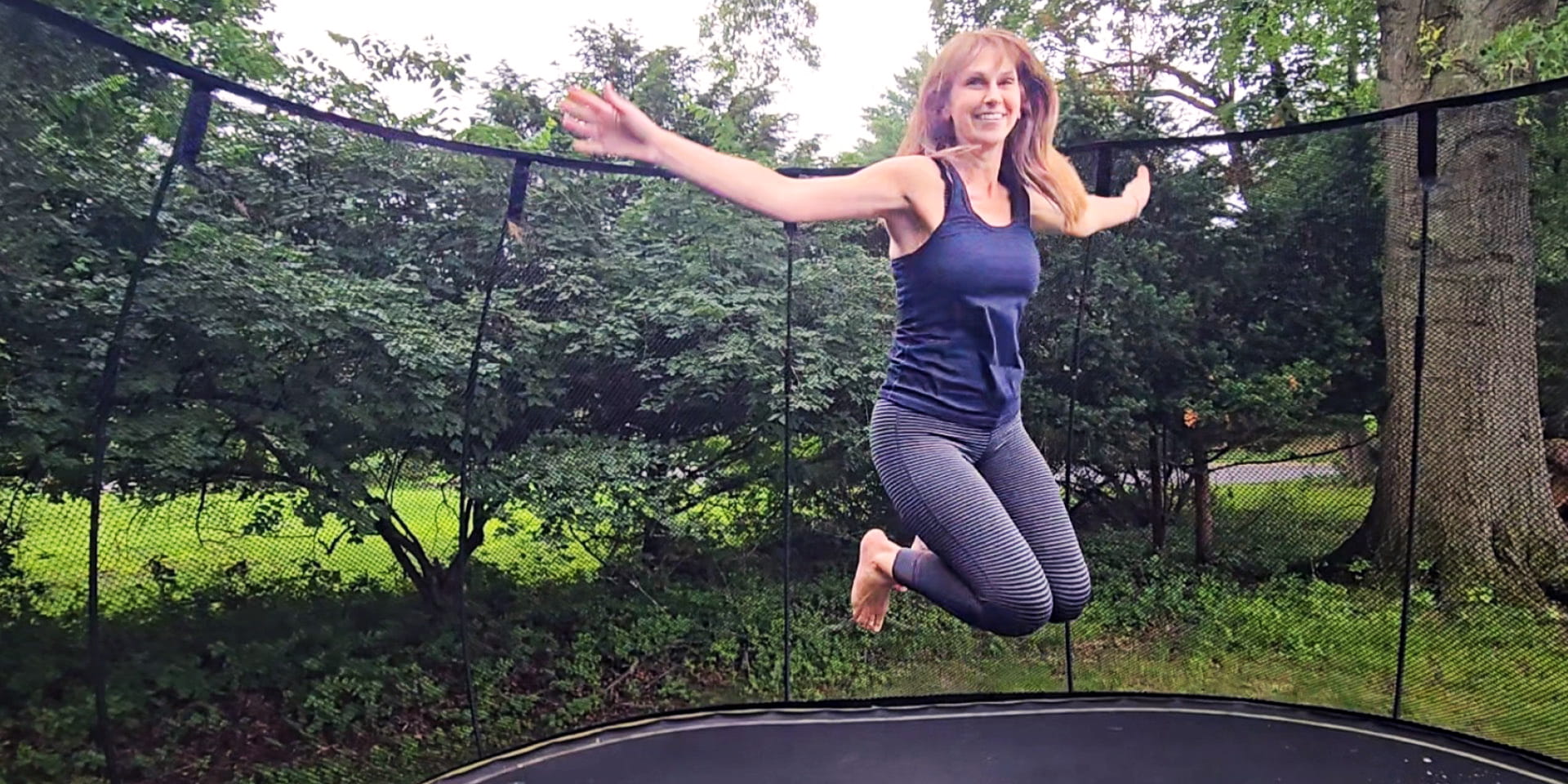 Woman jumping on a trampoline | Penn Medicine Doylestown Health